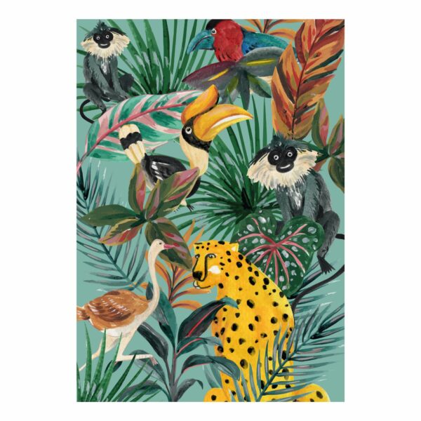 plakat grafika dżungla ze zwierzętami